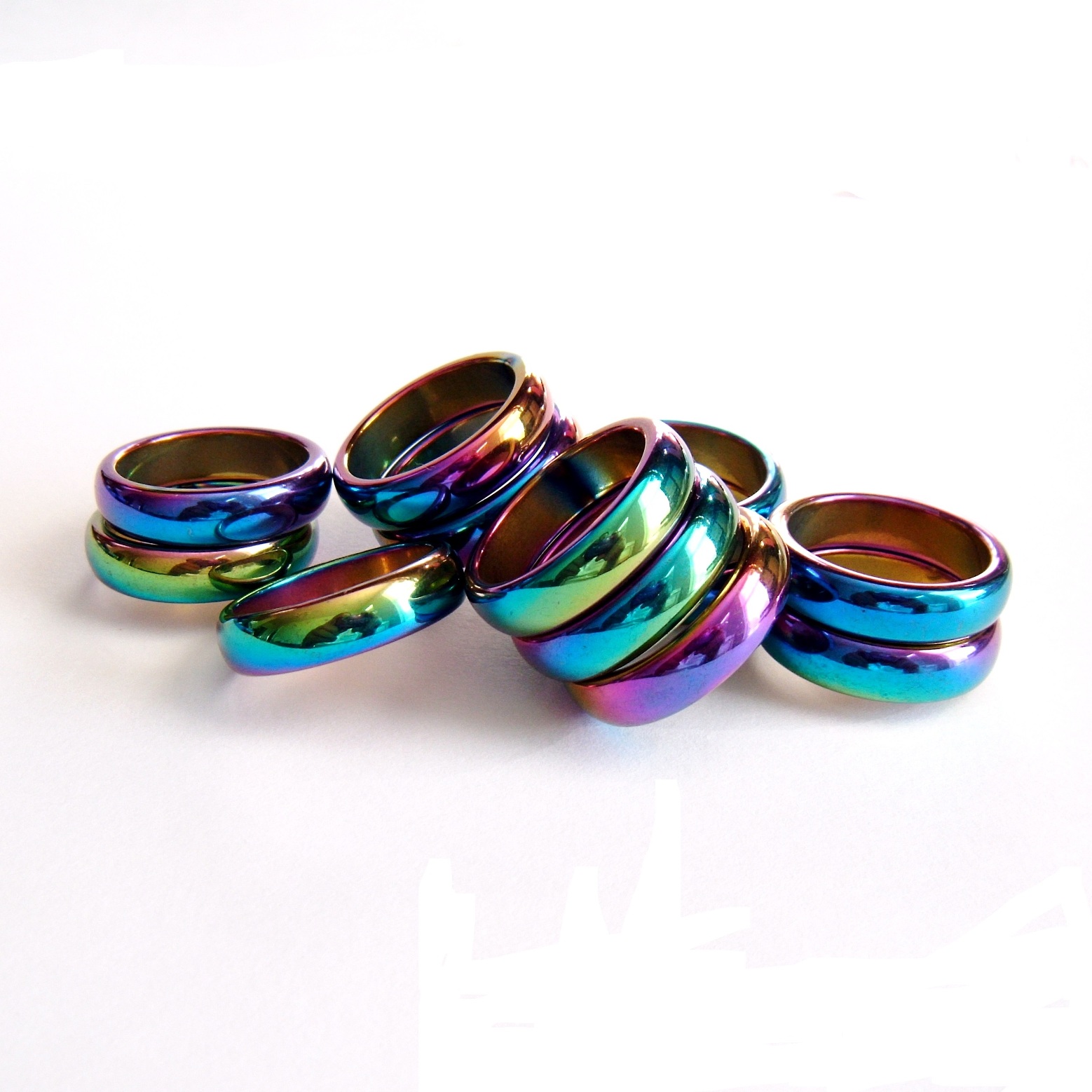 12 PC. MAGNETIC 6mm Dome Rainbow Magnetic Rings