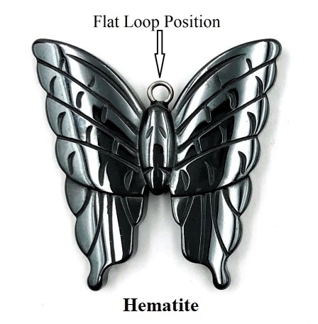 Dozen (12 PC.) 33mm Hematite Butterfly Pendants with Flat Loop Position on Top #BP-100F