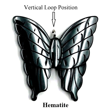 Dozen (12 PC.) 33mm Hematite Butterfly Pendants with Vertical Loop Position on Top #BP-100V