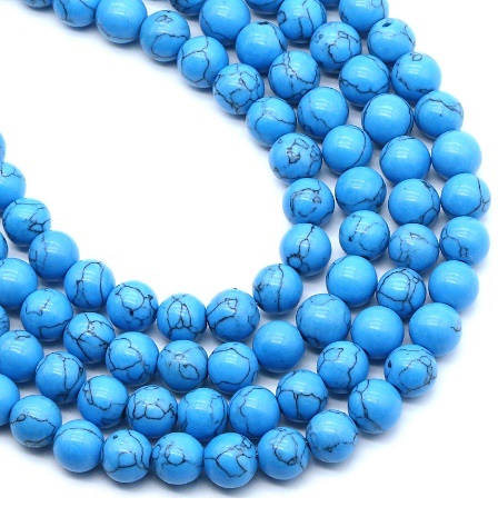 1 PC. 6mm 14.75" Long (65 Beads) Synthetic Blue Turquoise Beads #Beads-6TQB