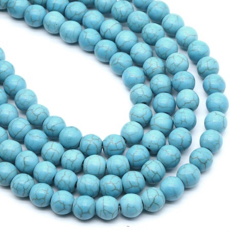 1 PC. 6mm 14.75" Long (66 Beads) Synthetic Light Turquoise Beads #Beads-6TQG
