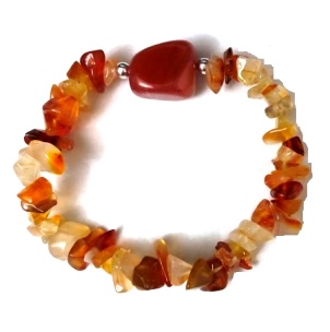 1 PC. Carnelian Chip Stone Bracelet with Nugget #CB-83CA