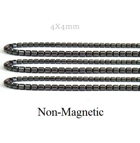 10 Strands 4X4mm Drum Hematite Beads (NON-Magnetic) AAA Quality #H-D4