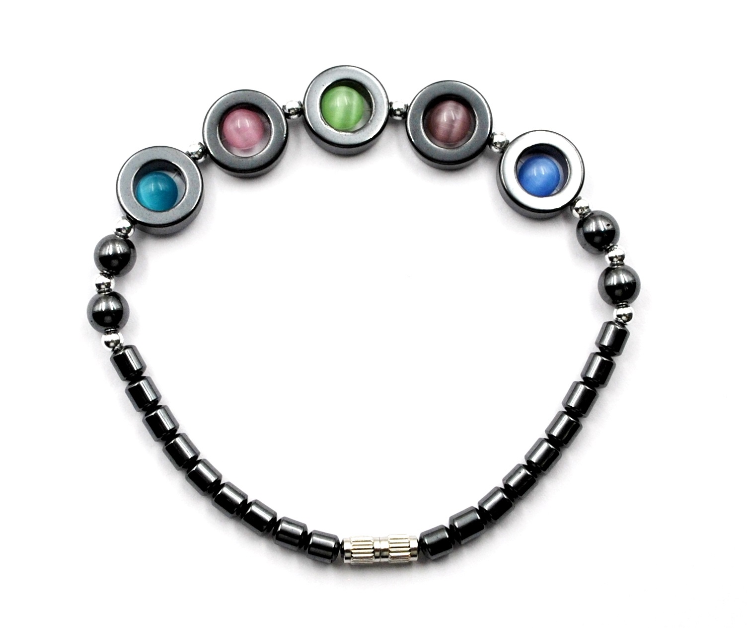 Dozen (12 PC.) Multi Color Hematite Bracelet (NON-Magnetic) #HBR-013