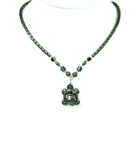 Dozen All Black Medium Hematite Turtle Hematite Necklace #HN-0019