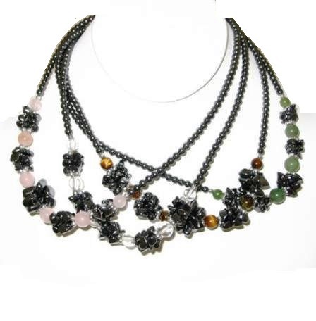 Dozen Chip Stone Beads Hematite Necklaces #HN-0050