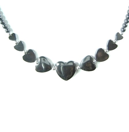 Dozen Nine Hearts Hematite Necklace for Women #HN-0072