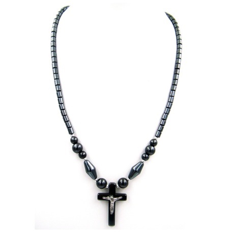 Dozen Crucifix Cross Hematite Necklaces #HN-0105A