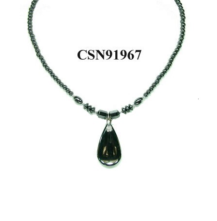 Dozen Black Teardrop Hematite Necklaces #HN-0226