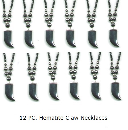 Dozen All Black Hematite Claw Hematite Necklace #HN-112