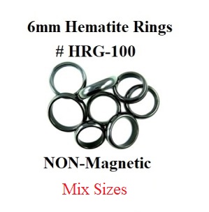 100 PC. Mixed Sizes Per Bag 6mm Hematite Rings Smooth Dome Top (Non-Magnetic) #HRG100