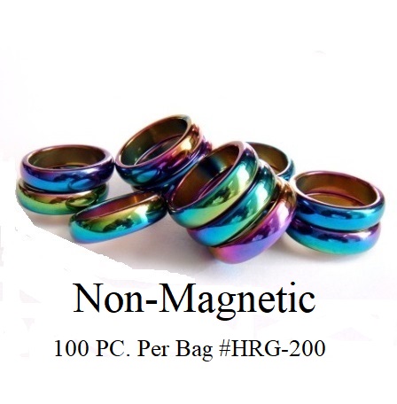 100 PC. Per Bag 6mm Rainbow Smooth Dome Top Rings (Non-Magnetic) #HRG200