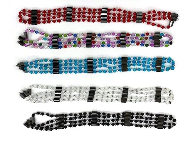 12 PC. Assorted Color Crystal Cut Beads Magnetic Lariat #L-23366