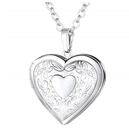 Dozen (12 PC.) 21" Heart in Heart  Stainless Steel Locket Necklaces #Locket-102
