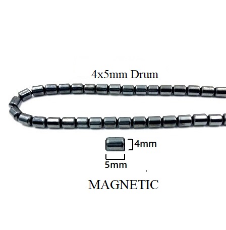 4x5mm Drum 16" Magnetic Beads AAA Grade Hematite #MB-D4X5