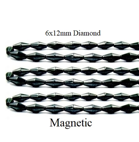 10 Strands 6x12mm Diamond 16" Magnetic Beads #MB-D6x12