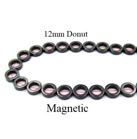 All Donuts 16" Strand AAA Grade 12mm Donut Magnetic Hematite Beads