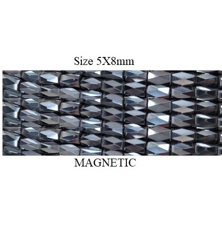 5x8mm Faceted 16" Magnetic Beads AAA Grade Hematite #MB-F16