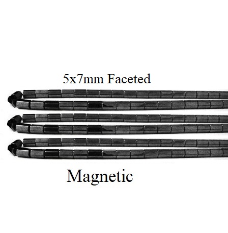 16" Strand AAA Grade Magnetic Faceted Hematite Beads #MB-F5x7