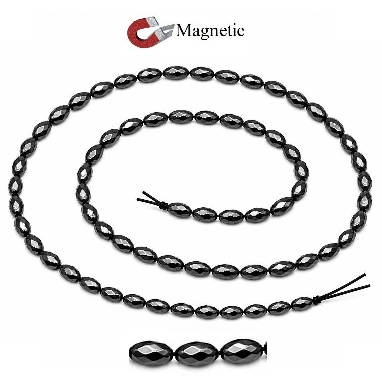 10 Strands 16" 5x8mm Faceted Rice Magnetic Beads for Jewelry Making #MB-5x8