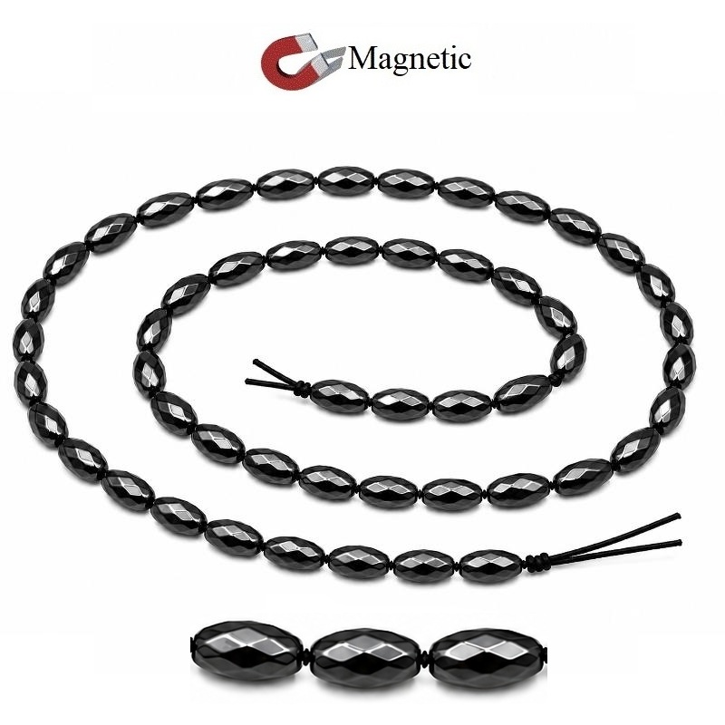 10 Strands 16" 5.5x12mm Faceted Rice Magnetic Beads for Jewelry Making #MB-6x12