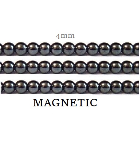 4mm Round 16" Magnetic Beads AAA Grade Hematite #MB-R4