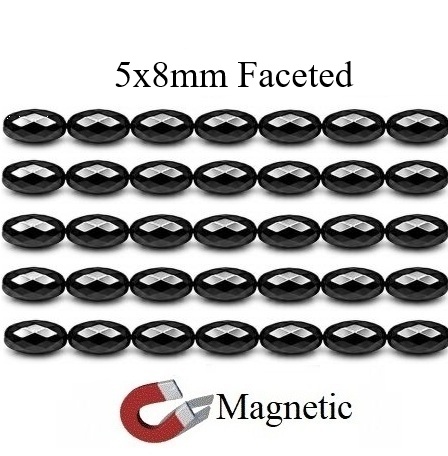 10 Strands 5x8mm Rice Faceted Magnetic Beads | Oval Shape #MB-RF5x8