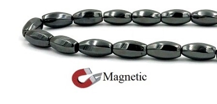 6x12mm High Power Twisted 16" 5 Faces Rice Shape (SUPER-POWER) Faceted Twisted Magnetic Beads AAA Grade Hematite #MB-TW6x12F