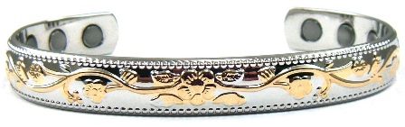 Golden Leaf Solid Copper Cuff Magnetic Bangle Bracelet #MBG010