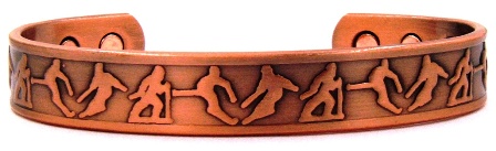Ice Skaters Solid Copper Cuff Magnetic Bangle Bracelet #MBG041