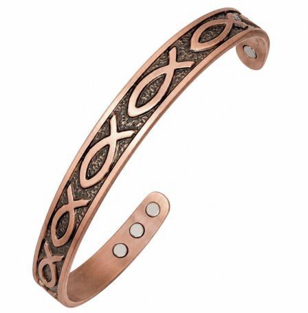 Fish Solid Copper Cuff Magnetic Therapy Bangle Bracelet #MBG226