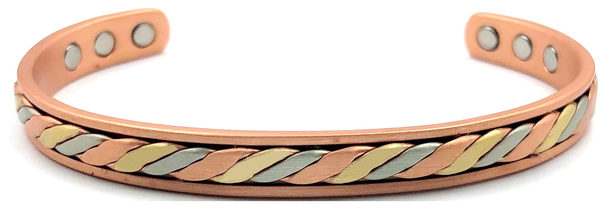 Rainbow Solid Copper Cuff Magnetic Bangle Bracelet #MBG235