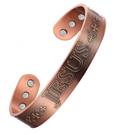 JESUS Solid Copper Cuff Magnetic Bangle Bracelet #MBG359