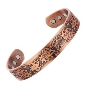 Maple Leaf Copper Cuff Magnetic Bangle Bracelet #MBG409