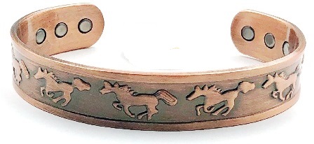 Running Horse Solid Copper Cuff Magnetic Bangle Bracelet #MBG552