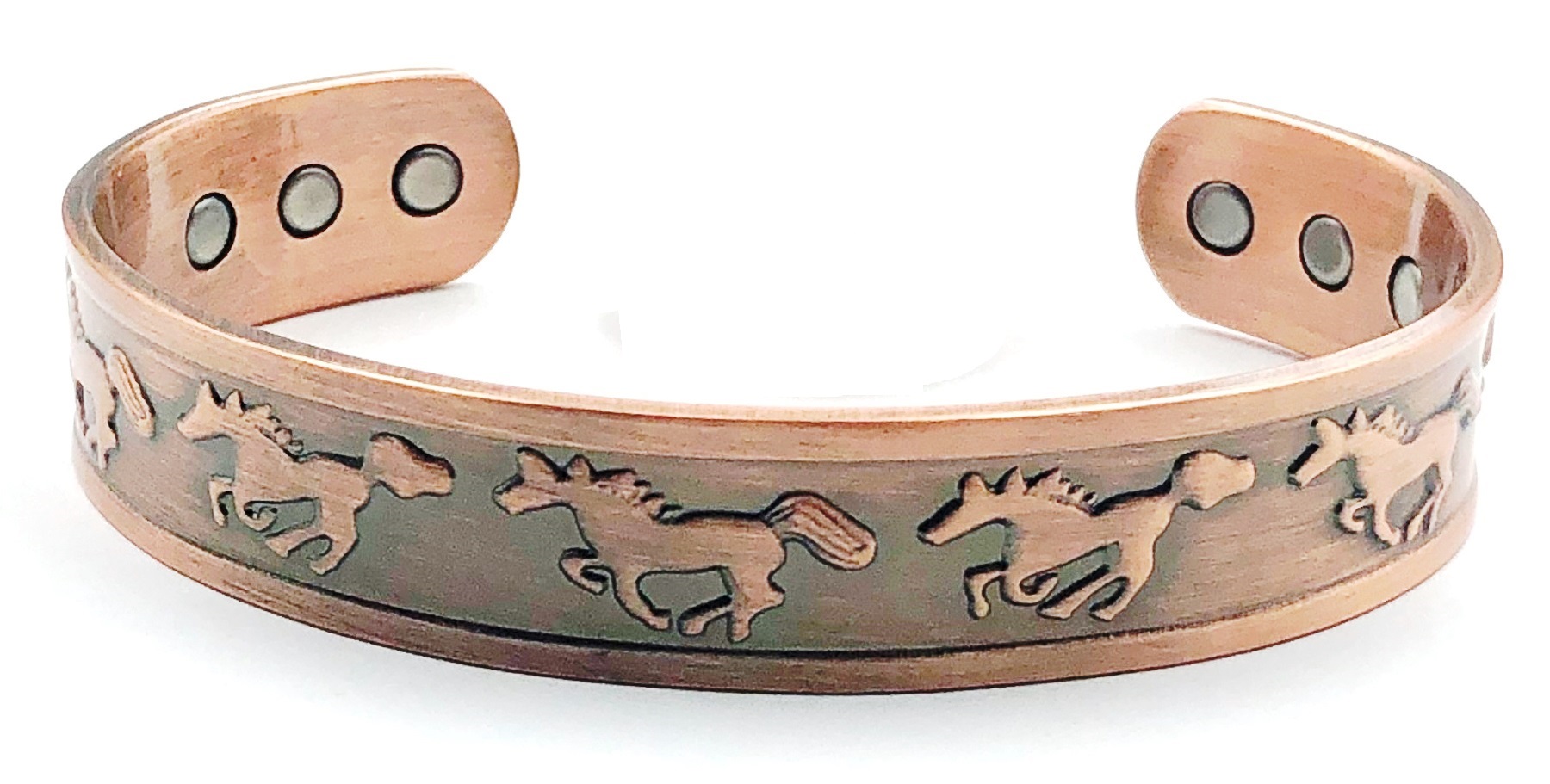 Running Horse Solid Copper Cuff Magnetic Bangle Bracelet #MBG552