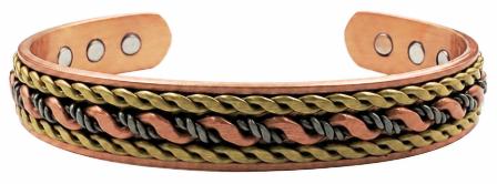 Four Tone Trinity Weave Magnetic Copper Bangle Magnetic Cuff Bracelet #MBG705