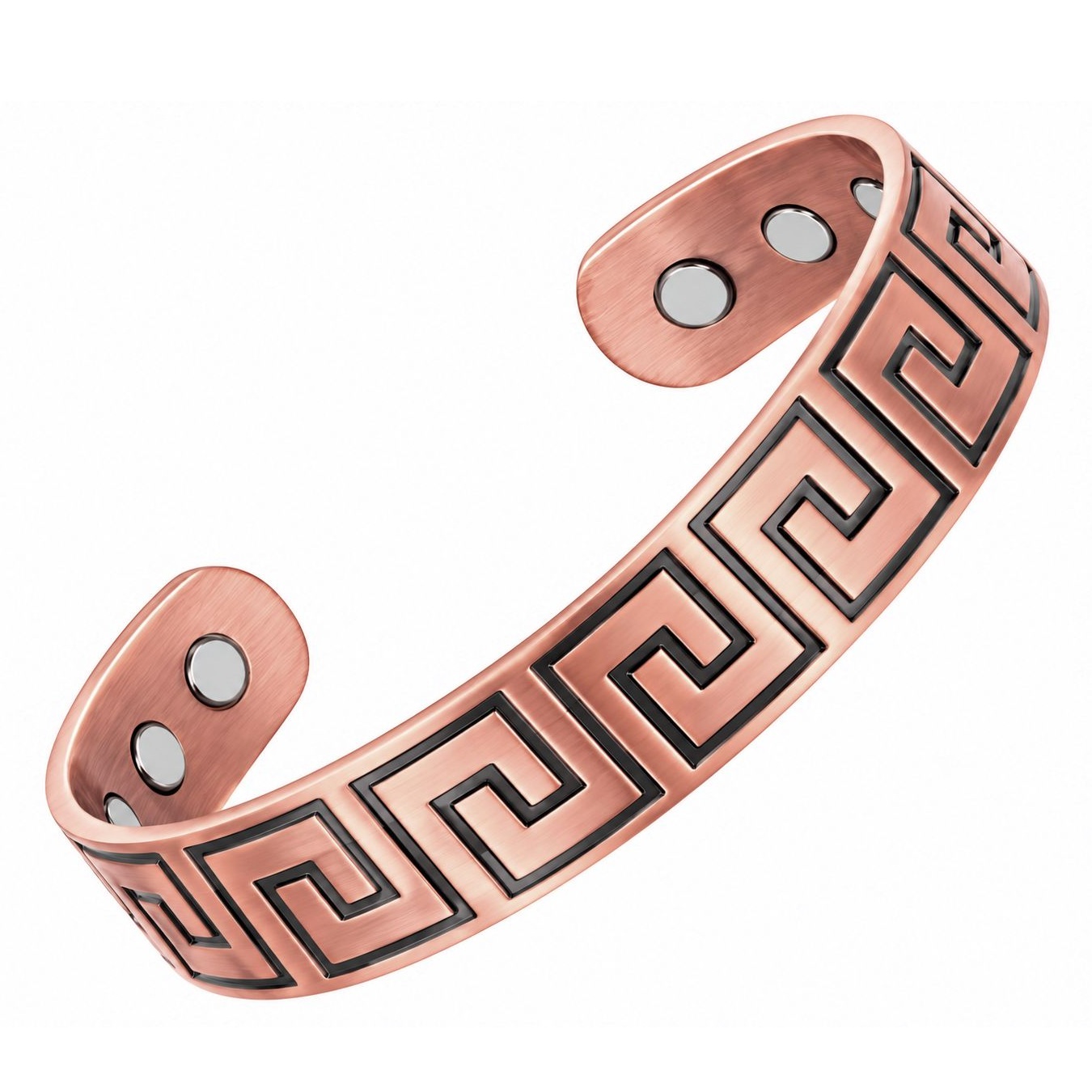 Greek Key Solid Copper Cuff Magnetic Bangle Bracelet #MBG708