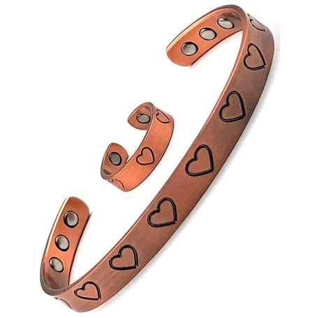 Heart Magnetic Therapy Copper Bangle/Ring Set #MBGR003