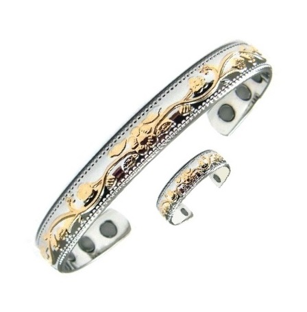 Golden Leaf Magnetic Copper Bangle/Ring Set #MBGR010