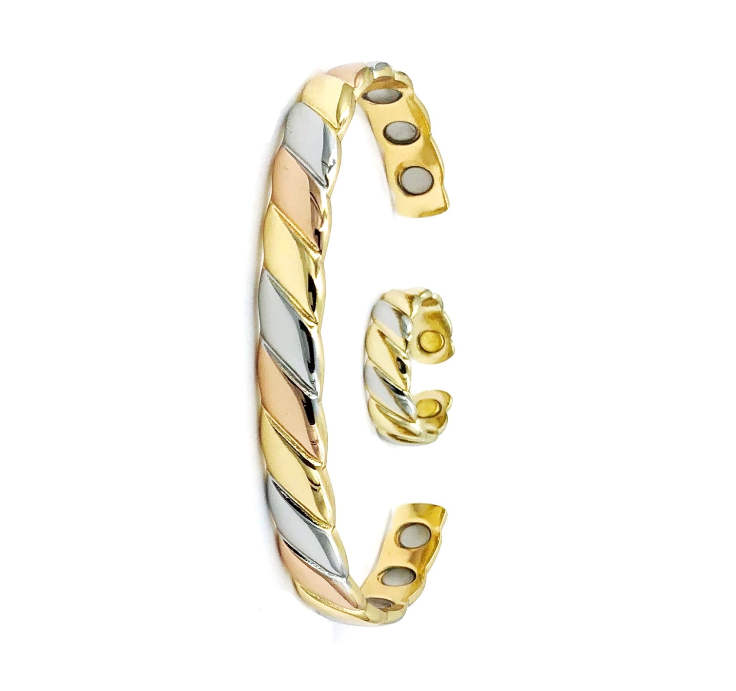 Multi Twist Magnetic Therapy Copper Bangle/Ring Set #MBGR014