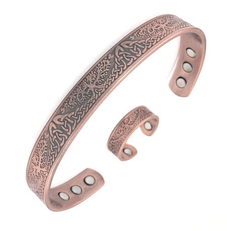 Tree of Life Magnetic Therapy Copper Bangle/Ring Set #MBGR356
