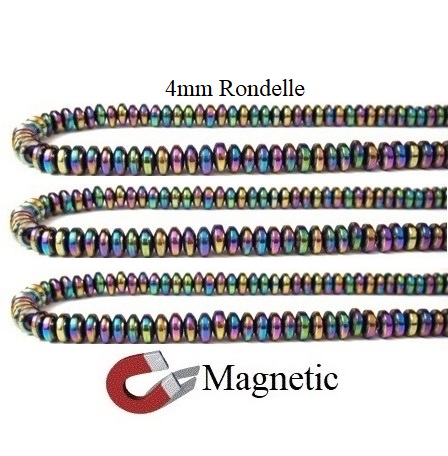 10 Strands 4mm Rondelle Magnetic Rainbow Beads #MBR-RL4