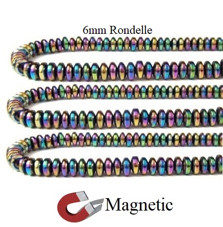10 Strands 6mm Rondelle Magnetic Rainbow Beads #MBR-RL6