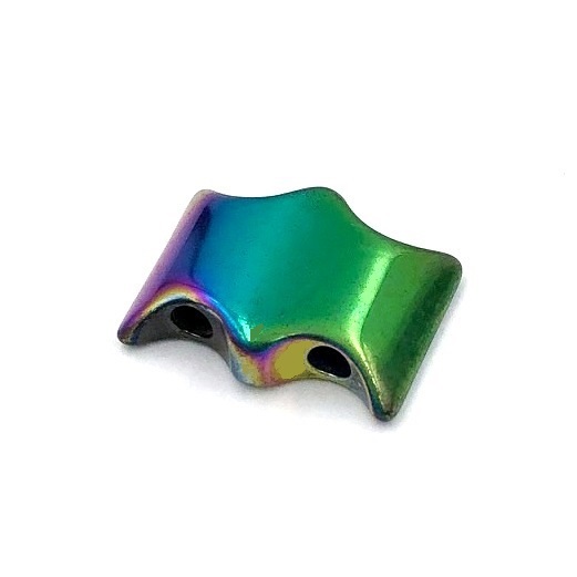 50 PC. Rainbow Iridescent Bat 17x13mm With 2 Hole Magnetic Hematite Spacers #RMB-Bat17x13