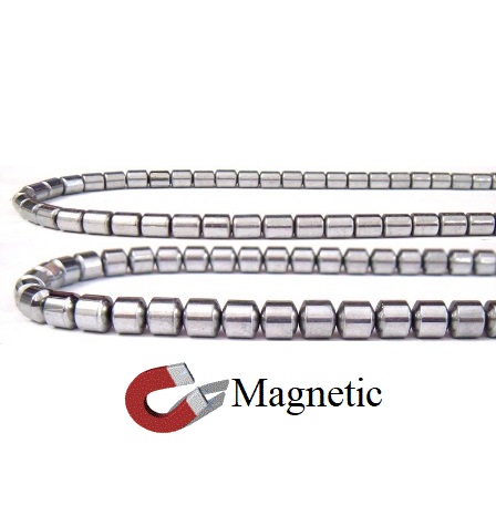 Drum Silver Magnetic Hematite Beads