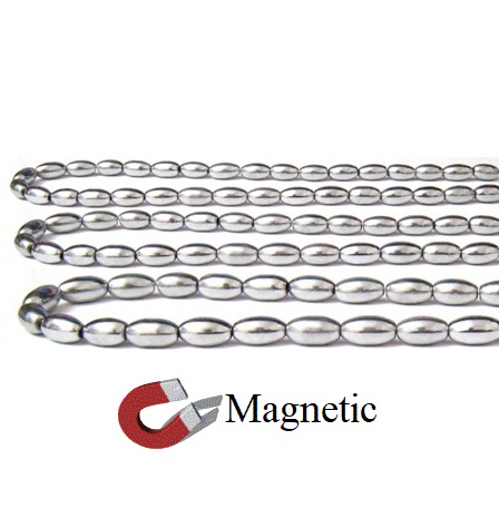 Oval Silver Magnetic Hematite Beads AAA Quality