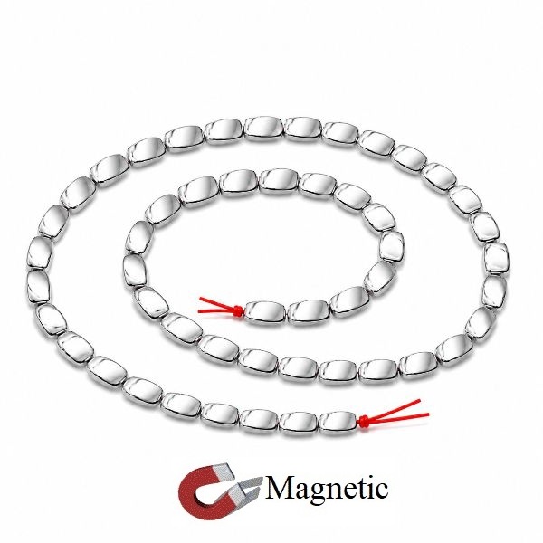 10 Strands 5x8mm Twisted Silver Color Magnetic Beads AAA Quality #MBS-TW5x8