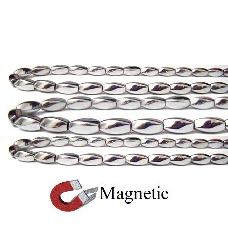 Twisted Silver Magnetic Hematite Beads  AAA Quality