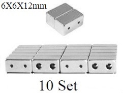 10 Sets 6x6x12mm 2 Holes Gunmetal Color Magnetic Clasps #MCD500-10